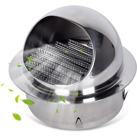 Grille d'aération de 110 mm, pare-pluie rond en acier inoxydable, couvercle d'aération de salle de bain