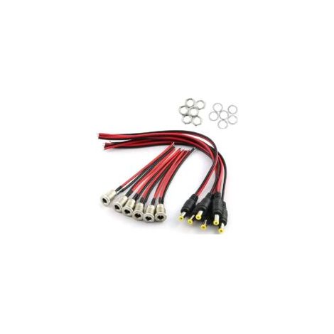 DC-Montageadapter-Set, 6 x DC-Hohlstecker (mit Kabel), 6 x DC-Strombuchsenstecker, 5,5 x 2,1 mm DC-Steckeradapter für Audio/Video/Mobiltelefone/Überwachungskameras – Crezuo