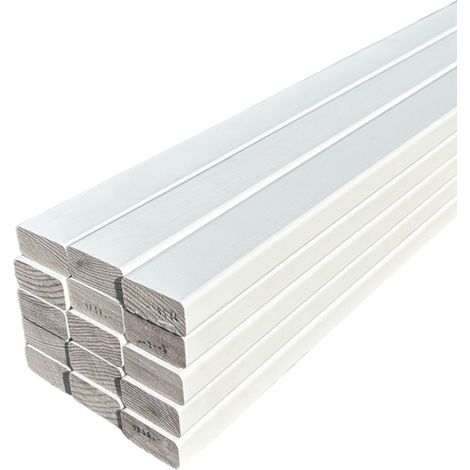 Lot de 15 Tasseaux Pin Abouté Peint Blanc, L.250 cm x l.2 cm, Ep.4 mm (1/5)