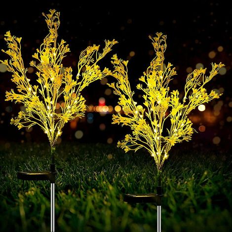 Lanterne solaire d'extérieur, lampe solaire, lampe solaire pour le jardin, batterie solaire décorative pour le jardin, lot de 2 (jaune)-AquaForge (1/5)