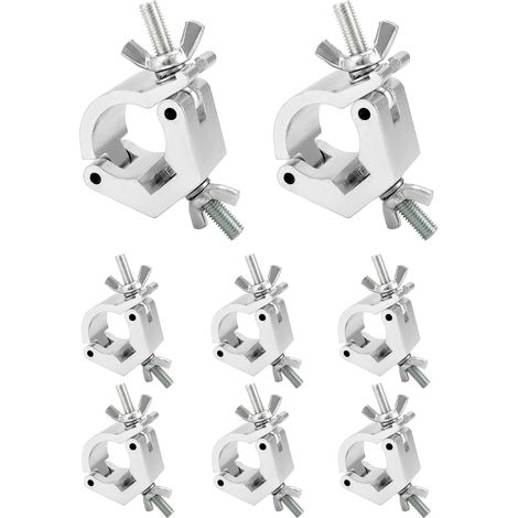 Juego de 8 abrazaderas para travesaños - 28-35 mm - Capacidad 100 kg - Abrazaderas de aleación de aluminio para iluminación de escenario, focos, iluminación de cabeza móvil