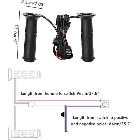 Poignées chauffantes pour moto 12 V, température réglable, guidon chauffant électrique, poignées chauffantes étanches (1/5)