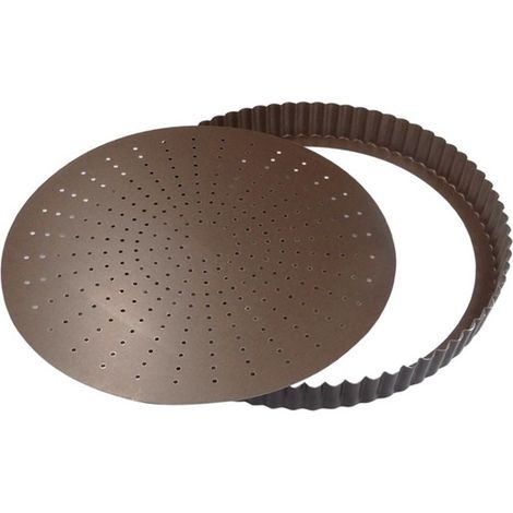 GOBEL - Tourtière cannelée perforée - anti adhérente - fond mobile - Ø 240 mm h28 mm