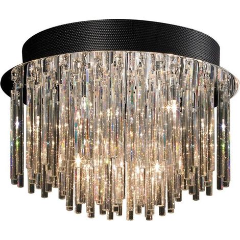 Italux Spillo - Plafoniera classica a filo Cromo 10 luci con paralume in cristallo G4 (1/3)