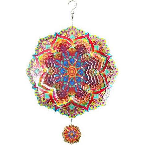 Rotierendes 3D-Mandala-Windspiel aus Metall, luxuriöse hängende Gartendekoration für den Außenbereich. (1/5)