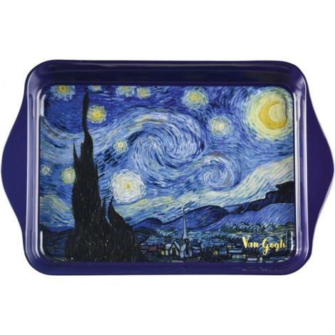 Vassoio in metallo Vincent Van Gogh Notte stellata 21x14 cm Blu Notte Enesco