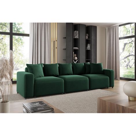 Sofa Designersofa Bigsofa MEGAN 3-Sitzer in Stoff Salvador Dunkelgrün (1/3)