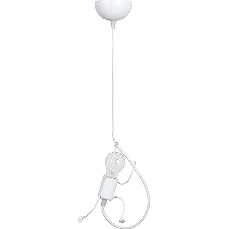 Sospensione 1 Luce Moderna Isotta In Acciaio Bianco E Cavi Bianchi A Figura Umana (1/2)