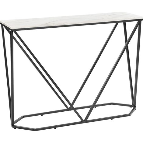 Tavolo consolle rettangolare in MDF e metallo effetto marmo bianco e nero