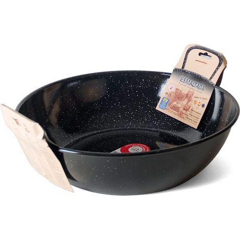 Poêle émaillée pro noire 60 cm – Fer émaillé à 840°C – Compatible induction et four – Deux poignées pour manipulation facile – Garcima