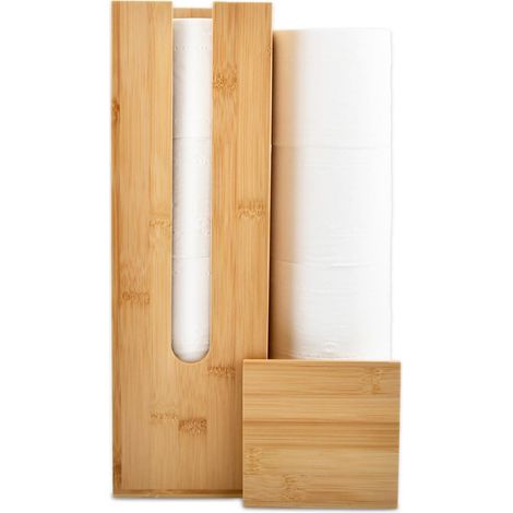 Bambou Support de Papier Toilette, Bois Rangement de Papiers Toilette pour 4 Rouleaux de Papiers, Porte Papier Toilette sur Pied, Support Papier Toilette Support de Rouleau de Papier Toilettes (1/5)