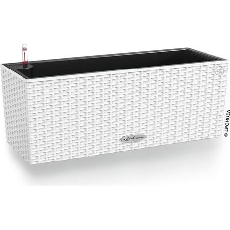 Balconnière - 1 Unité - Plastique Tressé - Réservoir d'Eau - Intérieur Extérieur - Blanc 50x19x19 cm (1/5)