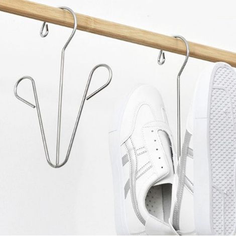 Schuhregal aus Edelstahl, multifunktionaler Balkonhaken, Fensterschuhaufhänger, Wand-Wäscheständer, Modell B, 5 Paar. (1/3)