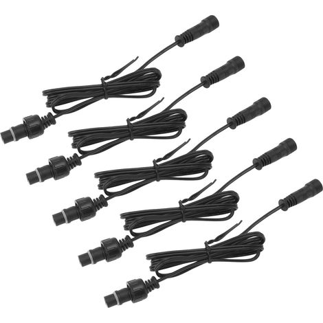 Packung mit 5 Terrassenbeleuchtungsverlängerungen à 1 m (3,3 Fuß), IP67 wasserdicht, 2-polig, männlich und weiblich, Außenstecker. (1/5)