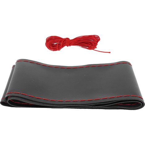 Housse universelle pour volant avec protection de couture, diamètre 37-38 cm (fil noir et rouge) (1/5)