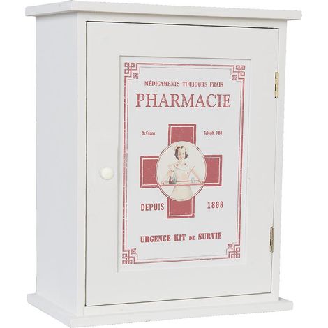 Armoire à Pharmacie Blanche Boîte de Rangement pour Médicaments 24 x 13 x 30 cm - PANGIVO (1/2)