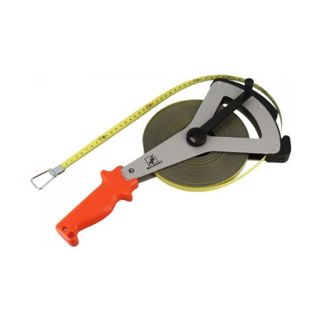 Ruban acier laqué jaune 100 m x 13 mm Classe II étrier aluminium anodisé – Réf. 604004 - WILMART - 100 m