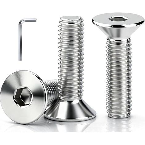 Lot de 160 vis à tête fraisée M4 à six pans creux M4 x 12 mm en acier inoxydable Vis à tête fraisée Filetage complet avec 1 clé à six pans creux de 2,5 mm pour assemblage et réparation (1/5)