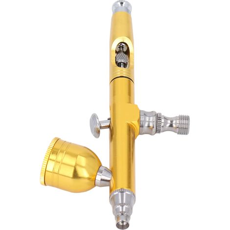 Kit Aérographe Professionnel Busc à Peinture 0,3 mm Godet 6 cc Doré pour Retouche Meuble Décoration Gâteau Peinture Murale (1/5)