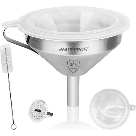 Edelstahl Trichter mit 200 Mesh Sieb für Flüssigkeiten, 13cm (1/5)