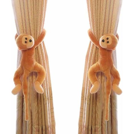 Pair of Monkey Curtain Hooks, Curtain Tiebacks, Rope Holder, Animal Curtain Accessories, Decorative Curtain Tiebacks for Kids Bedrooms, Living Rooms, Home Offices, Windows (1/5)