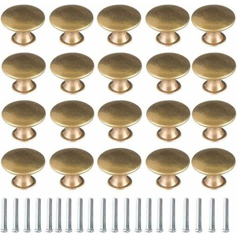 Bouton de Porte Laiton 20 Pièces Vintage Laiton Poignées Boutons de Meuble Boutons Porte de Tiroir Poignée de Meuble Bouton de Meuble Vintage pour Tiroir Armoire Meuble Cuisine de Placard (1/5)