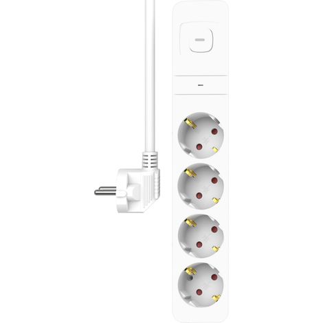 Multiprise 4 Prises avec parasurtenseur - Câble de 1,5 m et Interrupteur - Sécurité Enfant - Prise Schuko - Maximum 3680 W (1/5)