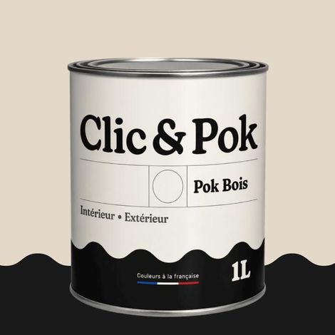 Peinture Bois Extérieur – POK BOIS - 1L - RAL 1013 - Blanc perlé- Résistante aux intempéries - Ne s'écaille pas