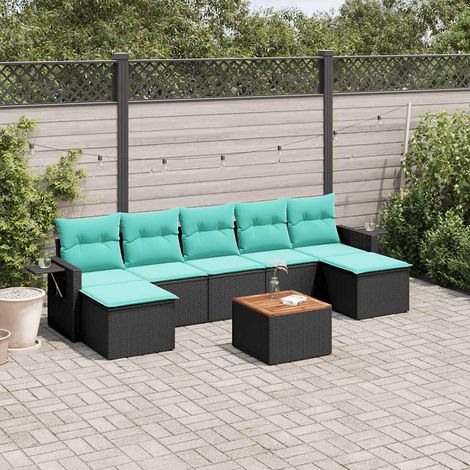 vidaXL Set Divani da Giardino 8 pz con Cuscini Nero in Polyrattan (1/5)