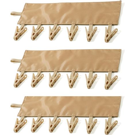 Cintre portable à pinces, étendoir à linge de voyage, cintres de voyage, séchoir à serviettes, cintre à vêtements, séchoir pliable portable pour chaussettes et maillots de bain, marron (1/5)