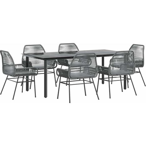 Maison Exclusive - Set da Pranzo da Giardino 7 pz con Cuscini Polyrattan Vetro