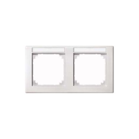 MERTEN 473219 CADRE M-SMART, 2 COMPARTIMENT AVEC LE SUPPORT D'ÉTIQUETTE, HORIZONTAL, BLANC POLAIRE