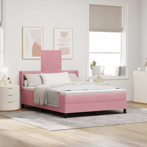 Cama tipo Box Spring con cabecera Rosa 200 x 160 cm Terciopelo (1/5)