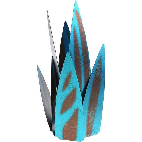 Agaven-Kunstsimulation – DIY-Pflanzenornament, rustikale Metallskulptur für den Außenbereich, Größe M, leuchtend blaue Farbe.