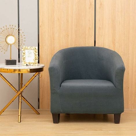Housse de Fauteuil Extensible Jacquard avec Accoudoirs, Pour Fauteuil de Café et Relaxation (Gris Foncé) (1/4)