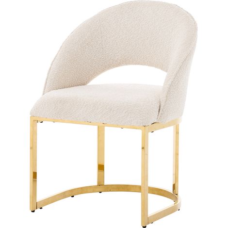 6 sedie da pranzo in bouclé beige con gambe in metallo oro MODENUIT (1/5)