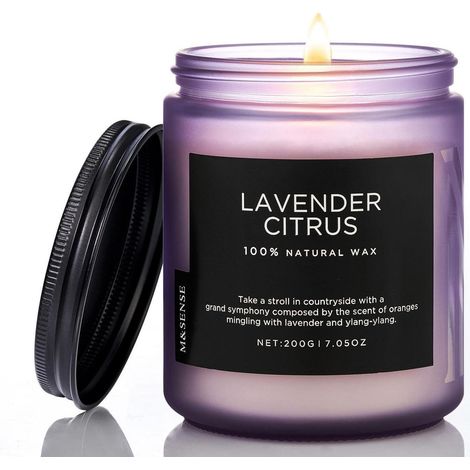 Duftkerze im Glas Sojawachs Lavendel & Zitrus 200g 50h Brenndauer Natürliche Aromatherapie