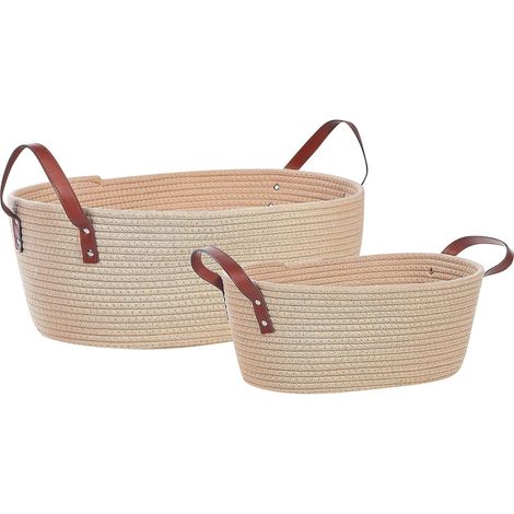 Aufbewahrungskorb 2er Set GISSAR Baumwolle Hellbeige