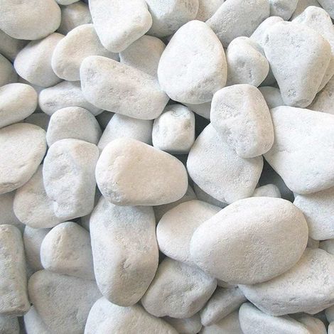 Ciottoli bianco valle d'itria pietre naturali decorativi giardini aiuole vasi 1 kg misura 25/40 - confezione 1