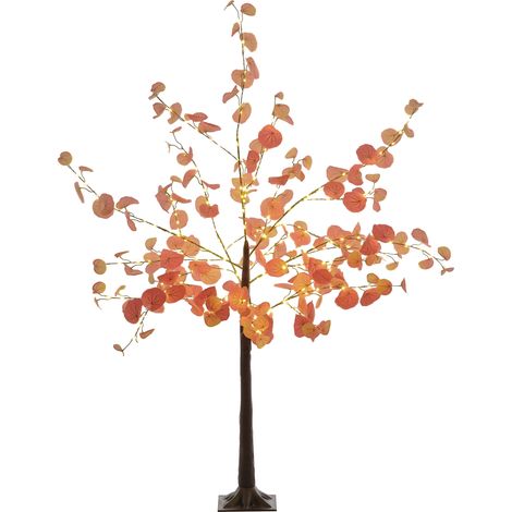 Árbol de eucalipto otoñal artificial 150 cm Lámpara de árbol con 245 luces LED y base decoración Navidad para interiores y exteriores naranja (1/5)