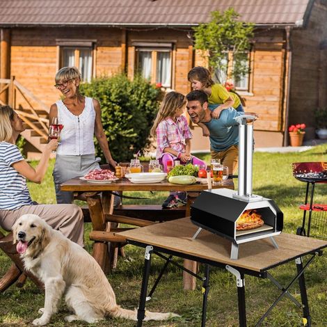Pizzaofen für den Außenbereich mit Pizzastein, Pizzaschieber und Thermometer