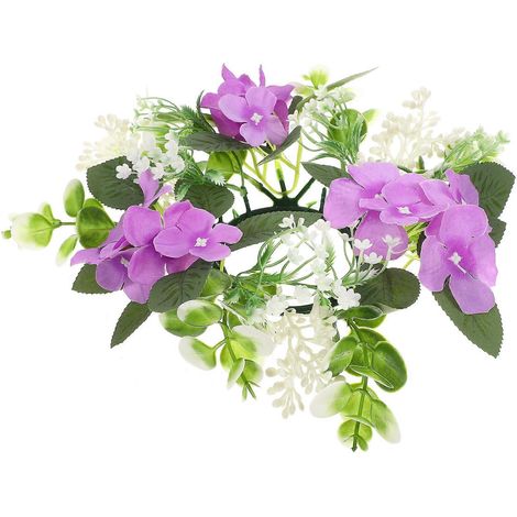 Anneau de bougie artificielle, anneau de bougie simulé pour décoration de jardin violet (1/5)