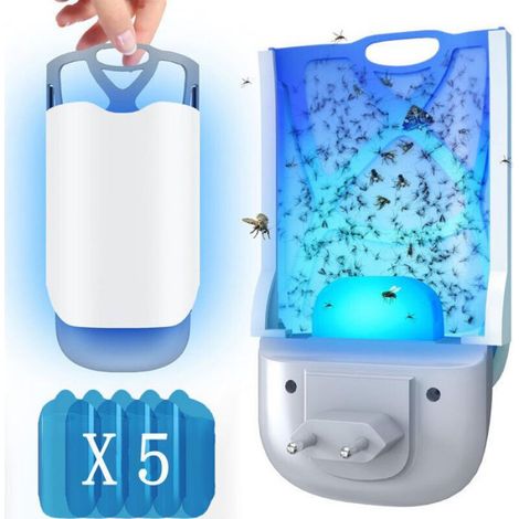 Pièges Anti Moucherons Interieur Recharges pour Piège Lumineux pour Moucherons, Mites, Mouches à Fruits et Mouches(1 Appareils + 5 (1/4)