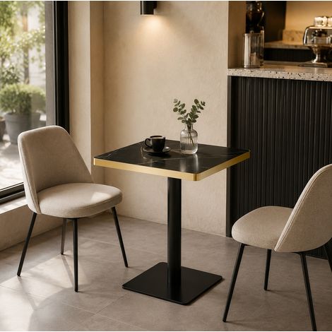 Quadratischer Esstisch 60 x 60 cm aus schwarzem MDF mit Metallgestell MODENUIT (1/5)
