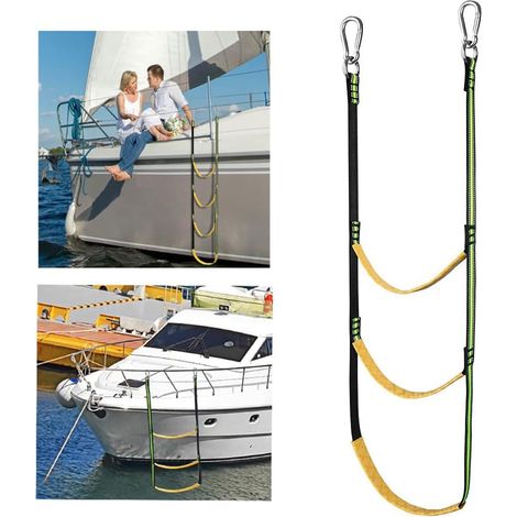 Tragbare, faltbare 3-stufige Strickleiter, geeignet für Motorboote, Kanus, Segelboote und Klettern im Freien (1/5)