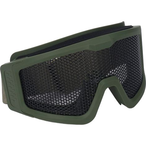Lunettes de sécurité respirantes, résistantes aux chocs, à motif de maille métallique, coupe-vent et anti-sable, pour les militaires, les amateurs de jeux d'extérieur et les fans de CS (vert). (1/5)