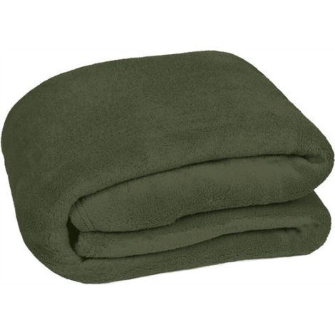Manta en tejido de tacto sueva VALENTO Couch Verde militar 120 x 190 cm