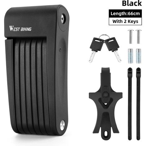 (66 cm, noir) Antivol pliable pour vélo, portable, sécurisé et antivol, convient aux motos et vélos électriques (1/5)