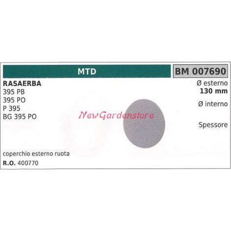 MTD cortadora de césped cortadora de césped rueda cubierta exterior 395 PB 395 PO 007690