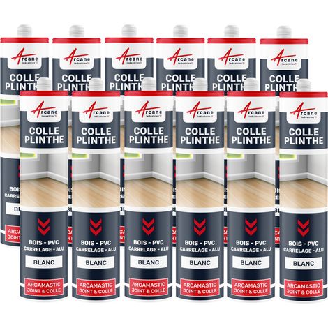 Arcane Industries – Mastic colle polymère hybride 290 ml x 12 – Pour plinthes bois et carrelage – Adhérence forte et résistance UV – Application facile (1/5)